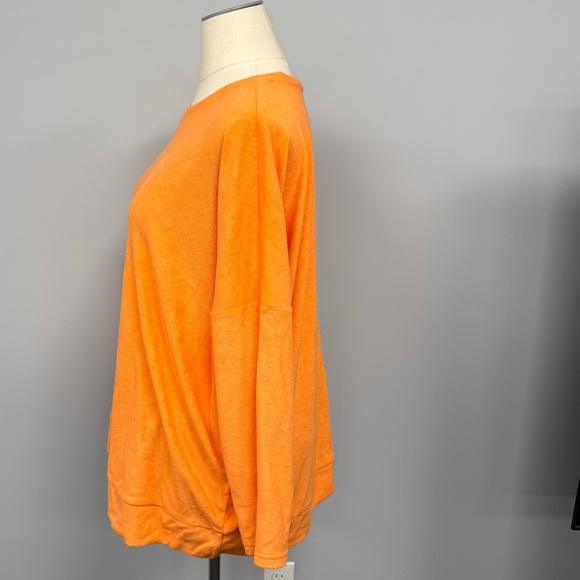 Belle Beach Kim Gravel Poolside Terry Sweatshirt Plus 2X Relaxed Bright Orange - Picture 4 of 10